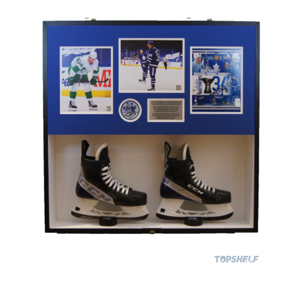 Auston Matthews Toronto Maple Leafs Game Used Skates (Framed) - Custom CCM Jetspeed FT4 Pro "Skyline"