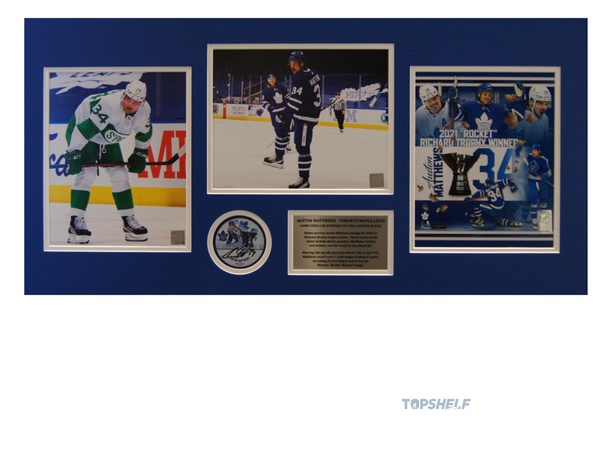 Auston Matthews Toronto Maple Leafs Game Used Skates (Framed) - Custom CCM Jetspeed FT4 Pro "Skyline"