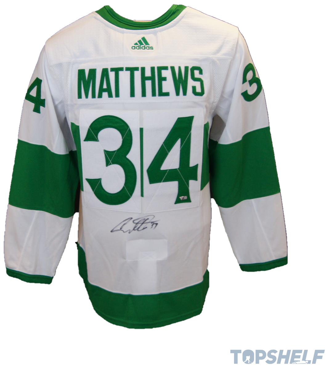 Auston Matthews in St. Patrick's jersey