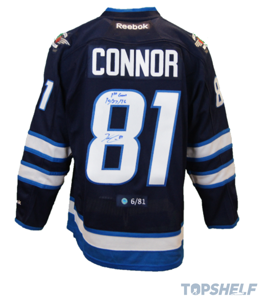 Kyle Connor Autographed and Dated 1st Goal Home Jersey #6/81 - Reebok