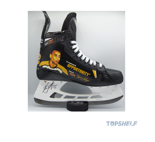 Nick Foligno Pre-Game Warm-up Used and Autographed Skates (Framed) - Limited Edition Willie O’Ree Bauer Supreme Ultrasonic