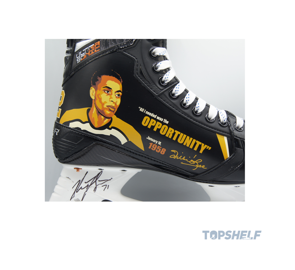 Nick Foligno Pre-Game Warm-up Used and Autographed Skates (Framed) - Limited Edition Willie O’Ree Bauer Supreme Ultrasonic