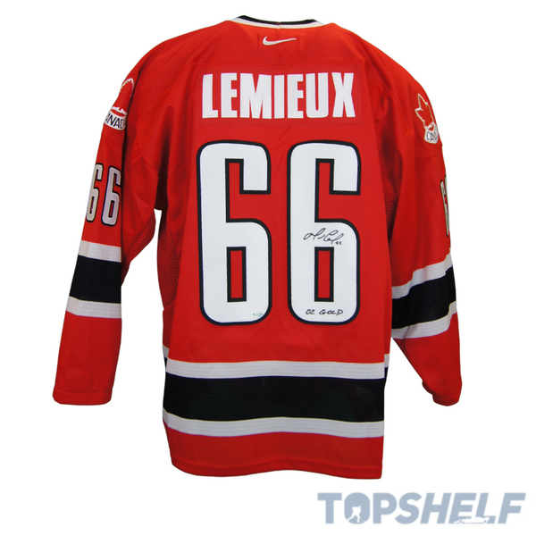 Mario Lemieux Autographed & Inscribed 2002 Team Canada Jersey - Nike Replica