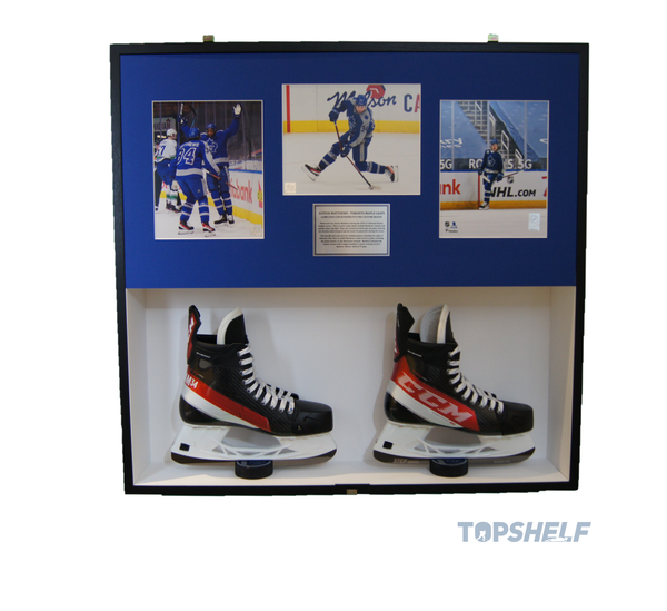 Auston Matthews Toronto Maple Leafs Game Used Skates (Framed) - Custom CCM Jetspeed FT4 Pro