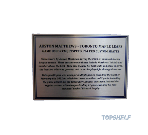 Auston Matthews Toronto Maple Leafs Game Used Skates (Framed) - Custom CCM Jetspeed FT4 Pro