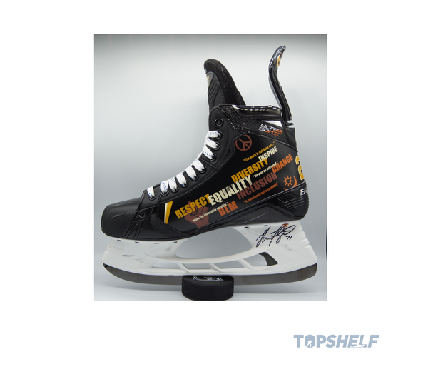 Nick Foligno Pre-Game Warm-up Used and Autographed Skates (Framed) - Limited Edition Willie O’Ree Bauer Supreme Ultrasonic