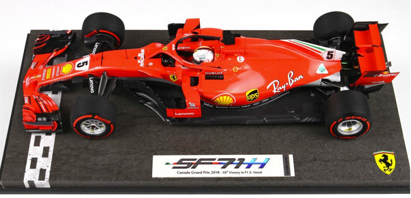 BBR 1:18 Ferrari SF71-H GP Canada 2018 S. Vettel Special Packaging with Display Case - BBR181805CANSH