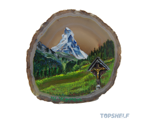 "Matterhorn" by Helga Koren - Original Acrylic Art on Polished Agate Specimen